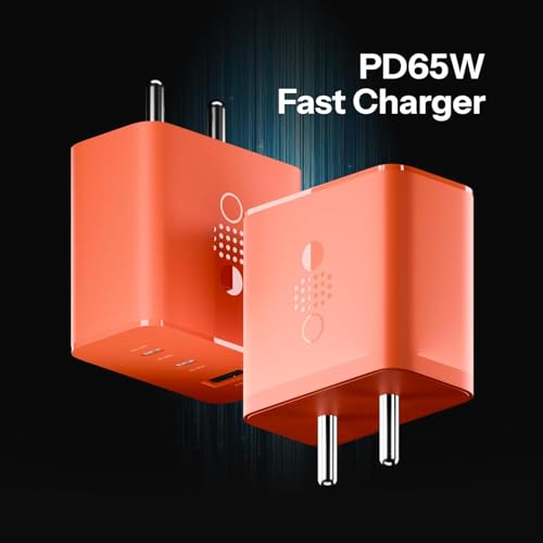 Image of CMF 65W by Nothing GaN Trio Charger Adapter & Nothing C to C Cable | 3-Port USB-C /A Fast Wall Charger for CMF 1, Nothing 3A, Nothing 2A, Nothing 2,Nothing Phone 1, Samsung S24 Ultra - Orange