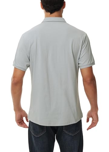 Ztn Men'S Casual Stretchy Short Sleeve Button-Down Shirts Uv50+ Moisture Untucked Dress Shirts Grey L thumb #2