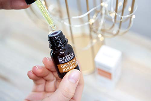 Bonajour] Vegan 100% Organic Eco-Cert Jojoba Facial Oil For Dry Skin - High Moisturizing Carrier Oil 0.4 Fl. Oz #TOP2