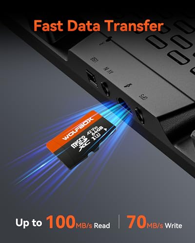 Image of WOLFBOX 64GB MicroSD Card with SD Adapter, Up to 100MB /s, U3 A2 V30, High Speed Transfer, Supports 4K UHD Video Recording, Compatible with G840S / G930 / G900PRO / G900 Tripro and X5 Dash Cams