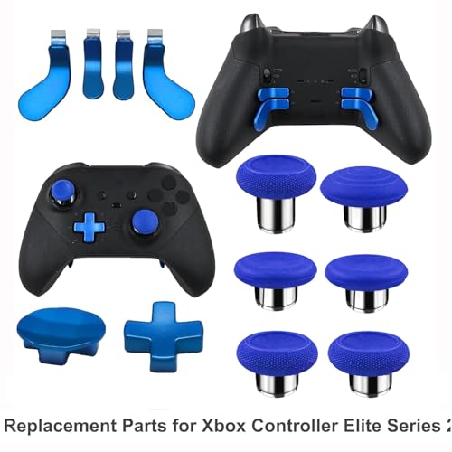 Image of 13in1 Metal Thumbsticks Accessories for Xbox Elite Controller Series 2 Core,Metal Thumbsticks Paddles Repair Kit Replacement for Elite Series 2 Core with 6 Swap Joystick,4 Paddles,2 D-Pads,1Tool(Blue)
