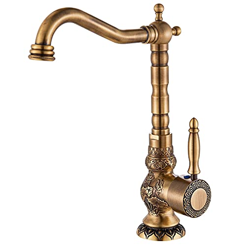 Aolemi Antik-Messing Wasserhahn – Doppelter Kreuzgriff Für Waschbecken Mit Abdeckplatte, Einloch-Montage