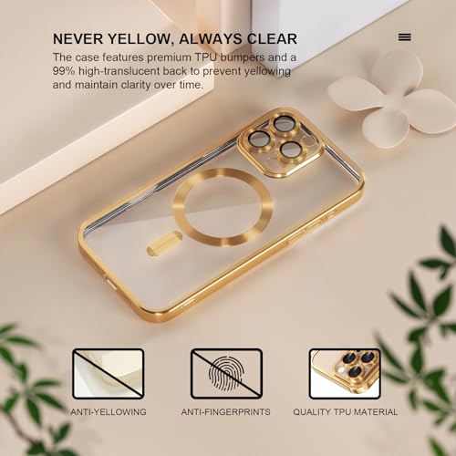 Image of Misea Magnetic for iPhone 16 Pro Case Compatible with MagSafe Gold