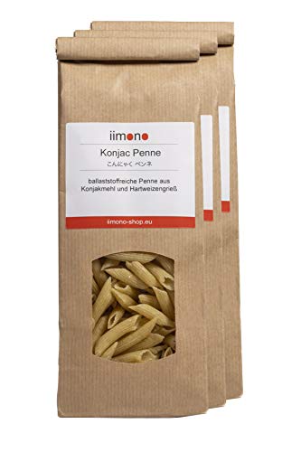 iimono Konjac Penne - kalorienarme & kohlenhydratarme Penne aus Konjakmehl und Hartweizengrieß (15 Portionen)