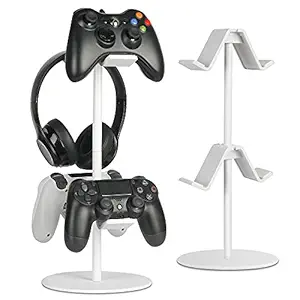 Controller Holder,fes Game Controller Stand Holder Storage Organizer Gamepad with Multiple Adjustable Height Direction Brackets Fit for Xbox ONE 360 Switch PS4 STEAM PC Nintendo Headset Stander White