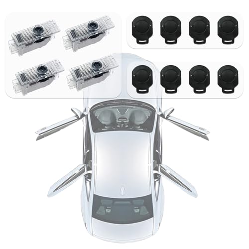 VZG Door Lights Logo Projector for BMW Car Door Lights Logo,Fits 1/3/4/5/6/7 & X1/X2/X3/X4/X5/X6/M Series&MINI Cooper Vehicles,Ultra-Brights Logo Door Light/Puddle Lights(4Pcak with 4 Logo Chips)