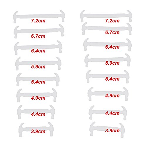 Preisvergleich Produktbild 16 Stueck Keine Krawatte Schnuersenkel Silikon Flachsenkel Elastische Silikon Schnuersenkel Kinder und Erwachsene Weiss