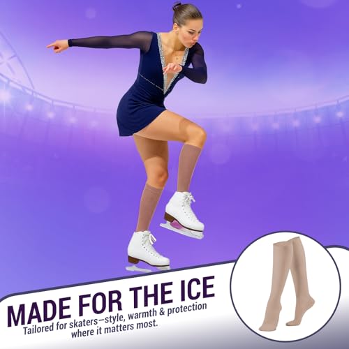 Image of Kami-So Ice Skating Socks, Knee High Moisture-Wicking, Breathable, Lightweight, Durable, Figure Skates Accessories (2 Pack)