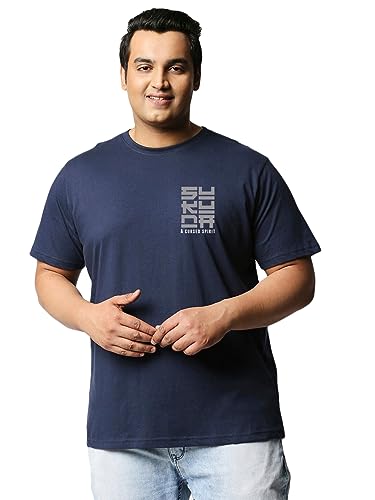 T-shirt pour homme col rond imprimé bleu grande taille vêtement été