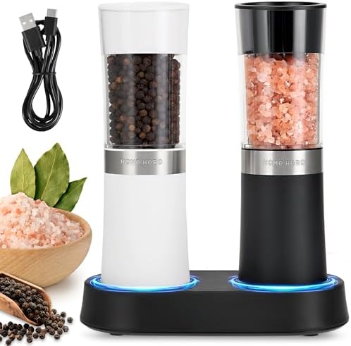 Home Hero Electric Salt and Pepper Grinder Set - Automatic Salt a...