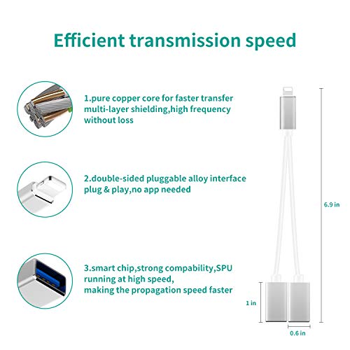 image for 2 in 1 iOS OTG USB Adapter, Meloaudio USB Male to Female OTG Data Sync