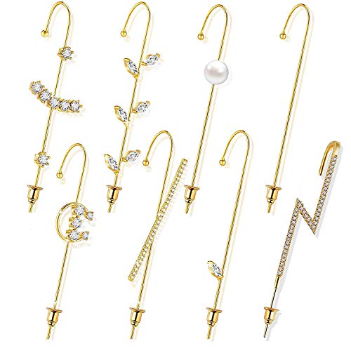 Ear Wrap Crawler Hook Earrings for Women Girls Gold Hypoallergenic Piercing Ear Wrap Climbers Earrings Simple Cubic Zirconia Rhinestone Hoop Earrings