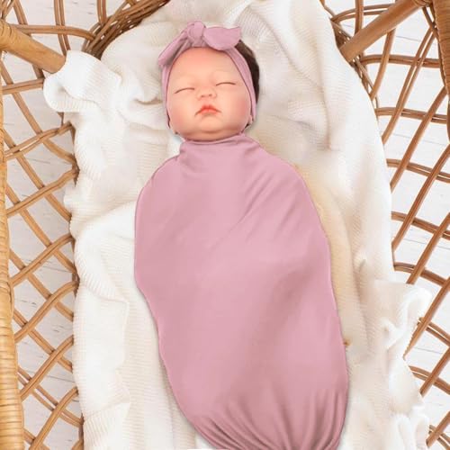 Image of OWLOWLA 2Pack Newborn Swaddle Blanket with Hat Set Baby Wrap Swaddle Receiving Blanket Boys Girls