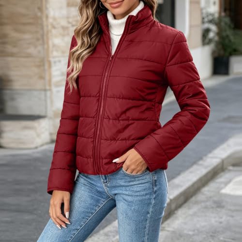 fartey Women's Winter Puffer Jacket Zip Up Stand Collar Tops Winter Coat - image 5