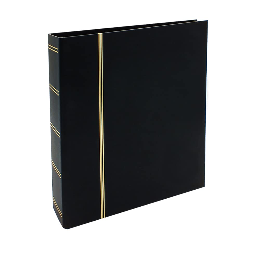 SAFE Album de Timbres 116 Cuir Noir – Classeur philatélique Vide – 4 Anneaux (80-80-80 mm) – Dorure sur Couverture & Dos – Format A4 (270×315×68 mm)