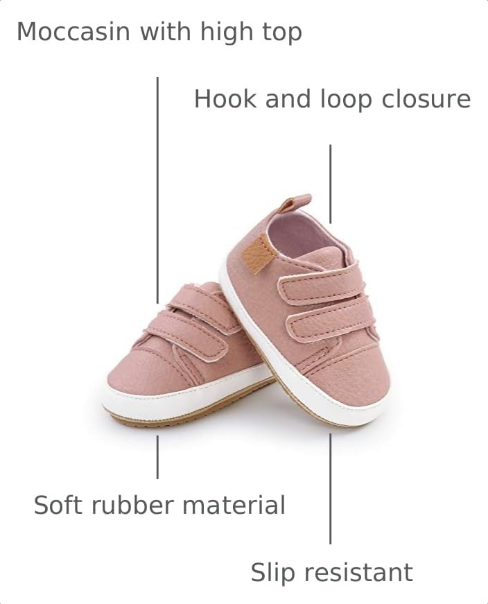 Image of RVROVIC Baby Boys Girls Anti-Slip Sneakers Soft Ankle Boots Toddler First Walkers Newborn Crib Shoes
