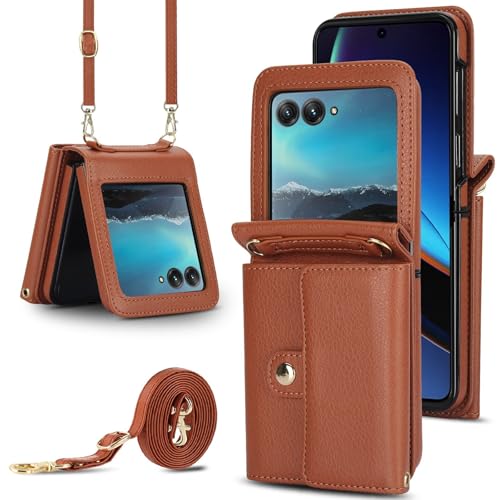 Étui Moto Razr 2023 contre les rayures avec rabat cuir et porte-carte