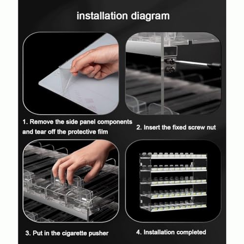Escaparate de cigarrillos con actuadores automáticos y estante acrílico rectangular de pared 8