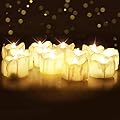 Homemory Timer Tea Lights, Flameless Flickering Battery Operated, Auto-On 6 Hours and Off 18 Hours Everyday, Batteries Included, Long-Lasting, Pack of 12