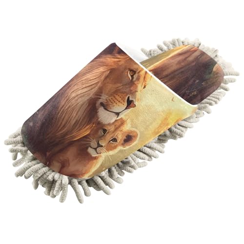 Kigai Lion Mop Slippers for Floor Cleaning, Slippers for Women Men, Microfiber Floor Cleaning, L