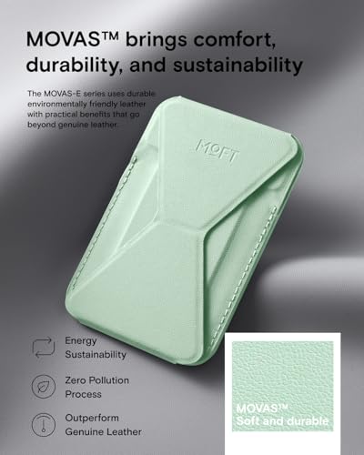 Image of MOFT Magnetic Wallet Stand Compatible with iPhone 16 /15 /14 /13 /12 Series, Angle Adjustment & Magnetic Compatible MOVAS Phone Stand,Peppermint