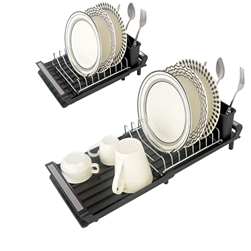 Small Dish Drying Rack, Expandable Dish Drainer, Compact Stainless