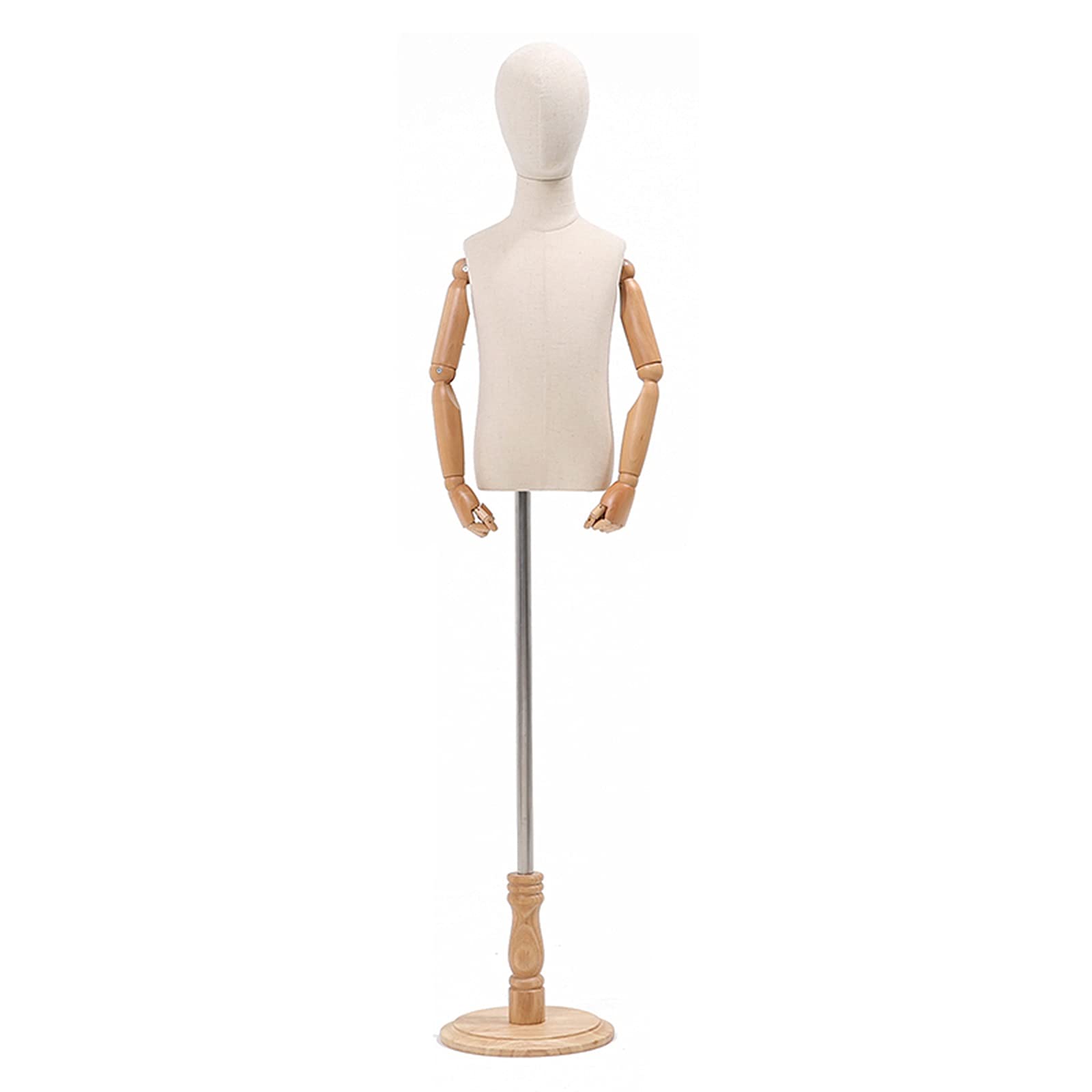 Maniquí de busto para ropa de niños ajustable con soporte de madera maciza