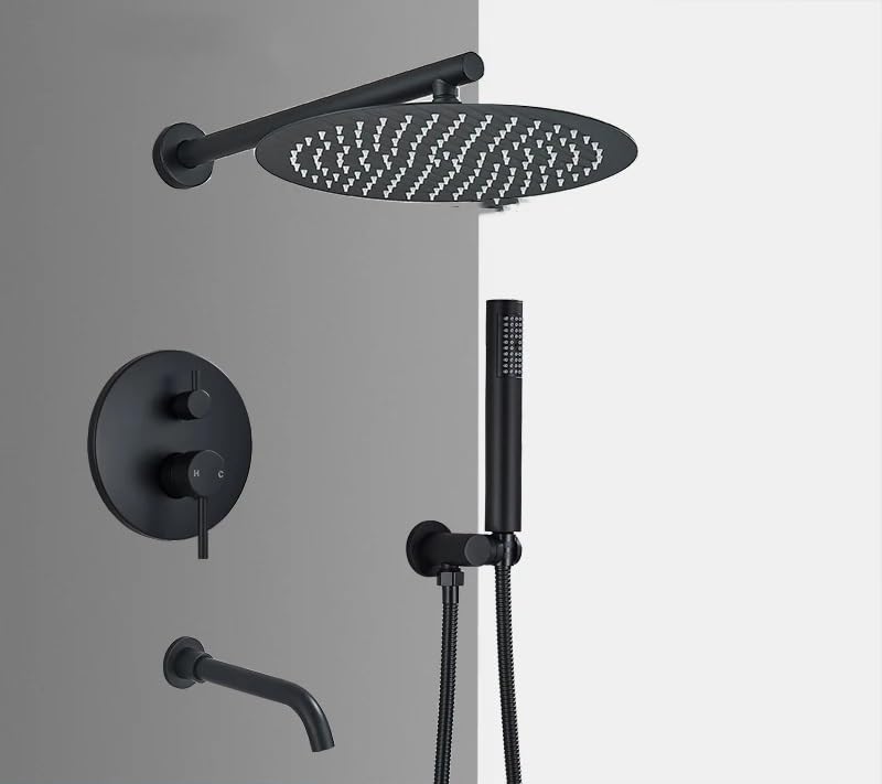Colonne de douche noire en acier inoxydable ensemble 2 ou 3 voies pour une salle de bain moderne