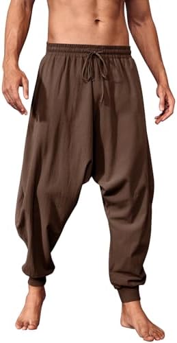 PASLTER Mens Pirate Pants Medieval Viking Costume Trousers Renais...