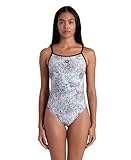 ARENA Performance Women's Floral Lace Back Swimsuit Traje de baño de una Sola Pieza, Blanco/Negro (White/Black/Multi), 48 para Mujer