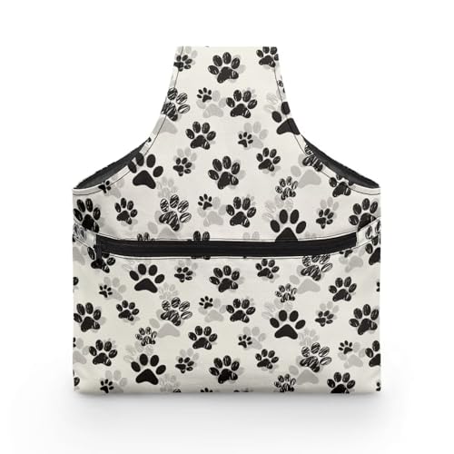 Image of KUIFORTI Knitting Yarn Bag Paw Print Knitting Bag Crochet Bag Organizer, Drawstring Yarn Project Bag, Yarn Tote for Crocheting Project, Store Skein Ball, Needles Accessories Large Size