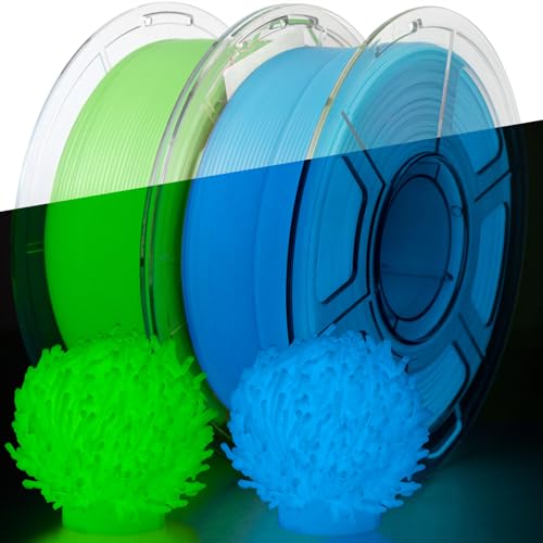 Image of IEMAI Glow in The Dark PETG Filament 1.75mm Bundle 2KG, Green and Blue Luminous 3D Printer Filament High-Brightness & Long-Lasting Glowing, Accuracy + /-0.02mm