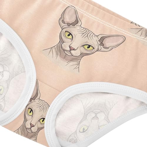 Cartoon Kitty Sphynx Cats Beige Panties for Girl Toddler Girls Underwear Cotton Fancy Kids Briefs Undies 2t4