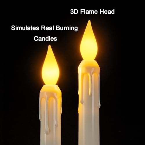 Image of 6 Pcs Sensor Dawn to Dusk Window Candles, Flickering Battery Candles for Windows, Ultra Bright Fake Candle Lights with Black Holders, Led Candlesticks for Xmas Home Decor, Warm Yellow Light