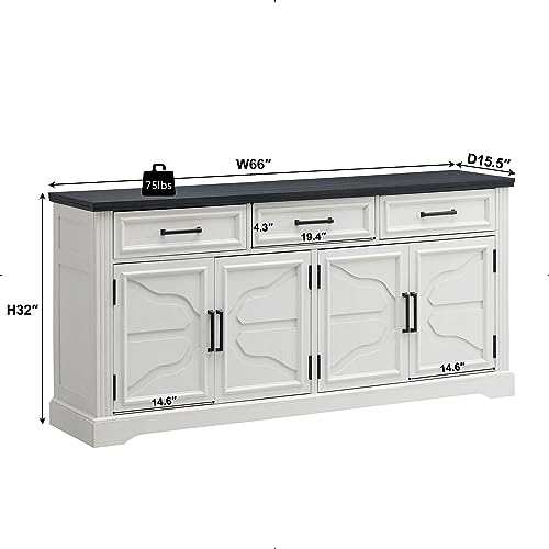 JXQTLINGMU-TV-Stand-for-TVs-Up-to-75-66-Wide-Entertainment-Center-with-4-Door-3-Drawers-Media-Console-Table-for-Living-Room-Off-White JXQTLINGMU TV Stand for TVs Up to 75 66 Wide Entertainment Center with 4 Door 3 Drawers Media Console Table for Living Room Off White