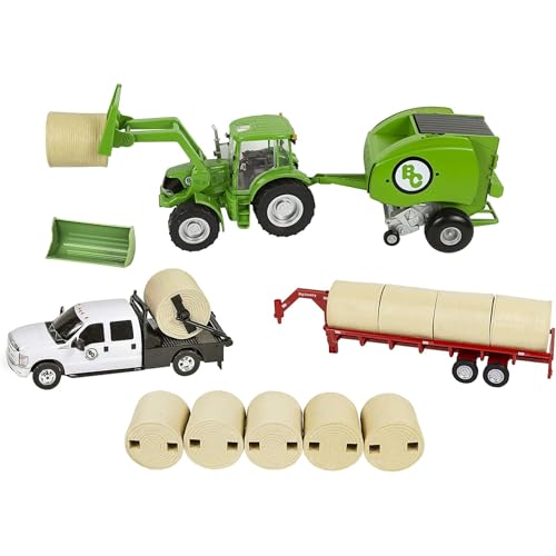 Big Country Toys 17-Piece Hay Baling Set - Farm Toys for 3 Year Old Boys and Girls - Toy Hay Bales Set