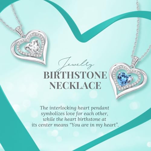 CDE Necklaces for Women Birthstone Jewellery, Love Heart Pendant 925 Sterling Silver Jewellery Gifts for Mum Her Wife Girlfriend Anniversary Birthday Mothers Day Christmas Valentine's Day - Image 5
