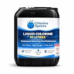 Liquid Chlorine 10 Litres – 14–15% Sodium Hypochlorite Pool Shock Treatment - Chlorine Xpress – Fast Acting Swimming Pool Disinfectant for Domestic & Commercial Pools
