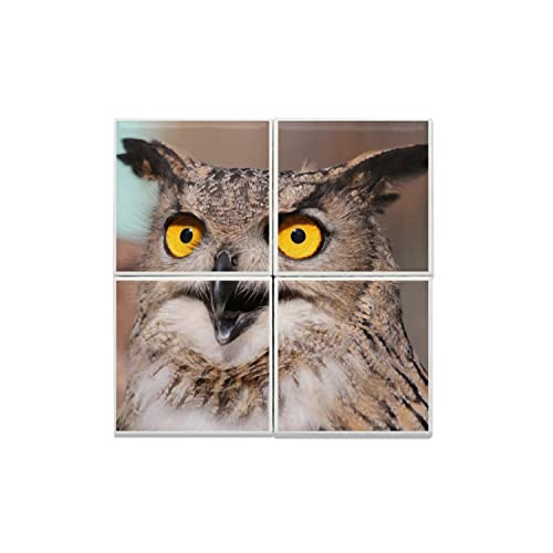 Carreaux céramique hibou grand duc décor de faïence murale d'art