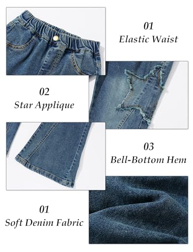 Jeans évasés pour filles style patchwork original et étoiles