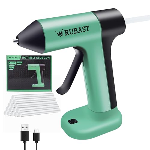RUBAST 4V Glue Gun, Hot Glue Gun Cordless with Rapid 30s Preheat, Auto Shut-Off, Anti-drip Nozzle, and 20 Premium Glue Sticks, 2000mAh Type-C Rechargeable, Mini Glue Gun for Crafting