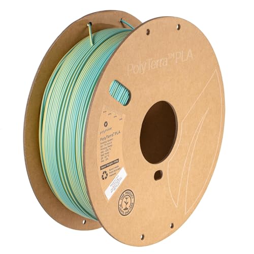 Image of Polymaker Matte PLA Filament 1.75mm 1kg, PolyTerra 3D Printer PLA Filament, Teal-Yellow, Matte Chameleon