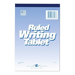 Roaring Spring 6"x9" Writing Tablet, 100 Sheets 15# White Paper, Wide Ruled, Heavy Back Board, Top Edge Bound
