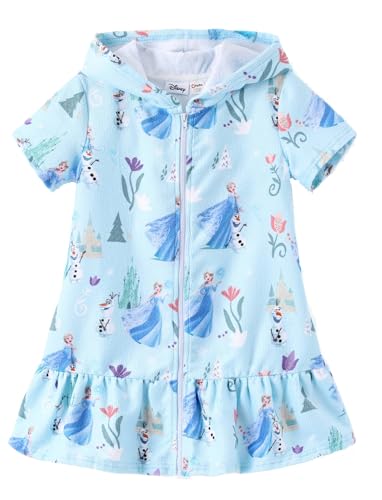 Image of Disney Princess Frozen Stitch Marvel Minnie Girl Swim Cover Up Terry Cloth Swimsuit Coverup Zip-up Bathing Suit Wrap Hooded