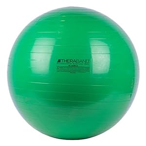 THERABAND Exercise Ball, Stability Ball with 65 cm Diameter for Athletes 5’7″ to 6’1″ Tall, Standard Fitness Ball for Posture, Balance, Yoga, Pilates, Core, & Rehab, Green