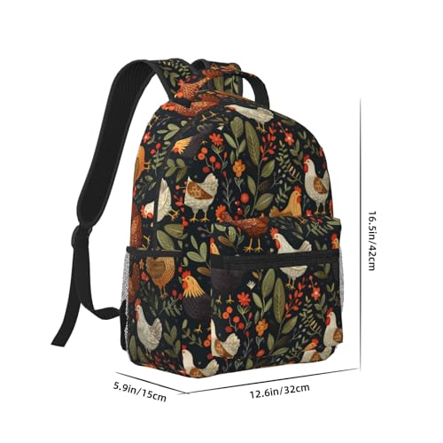 Farmhouse Chicken Backpack, Laptop Travel School Polyester Cute Chick Backpacks for Women Kids, Sports Work Back Pack Casual Daypack, Lightweight Rucksack Gifts for Hiking Gym Camping2