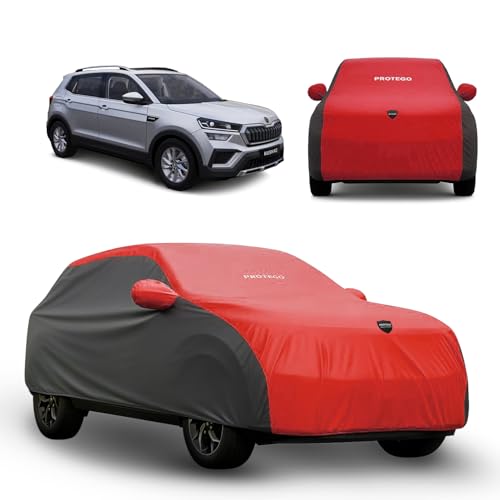 Image of PROTEGO Prime Series India's 1st Anti-Tear Car Cover for Skoda Kushaq | Heavy-Duty, Custom Fit, All Weather Protection | 100% Waterproof, Windproof & Hail Resistant | 2-Year Warranty | Red + Black