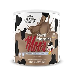 Augason Farms Morning Moo’s Chocolate Low Fat Milk Alternative 4 lbs 7 oz No. 10 Can