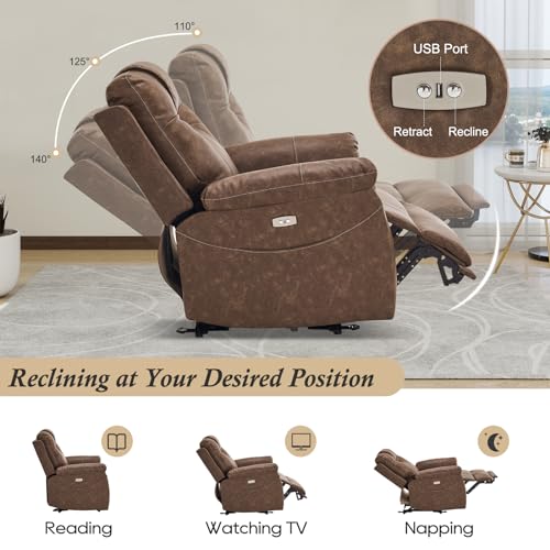 Sillón reclinable eléctrico marrón oscuro miniatura 4