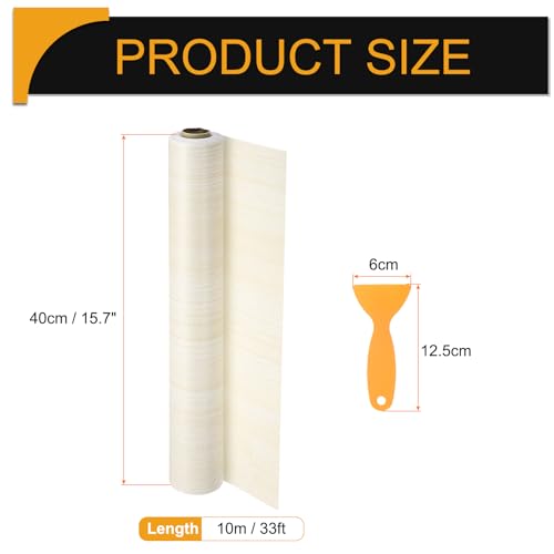 Image of HARFINGTON Wood Grain Repair Tape 15.7 Inch x 33ft Self Adhesive Repair Patch Tape Simulated Wooden Floor Tapes with Plastic Scraper for Tables Doors Windows Furniture, White Poplar